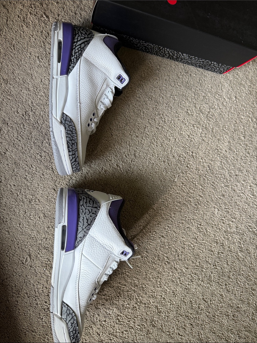 Jordan White Black Purple Women’s Retro Sneakers - Picture 5 of 7